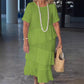 Women’s Ruffle Tiered Crewneck Midi Dress