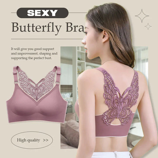 🦋Pillangós hímzésű merevítő nélküli melltartó – merevítő nélküli emelő hatás, egész napos tartás💞