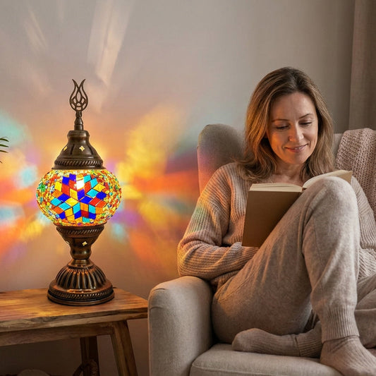 Vintage mozaikos török dekoratív asztali lámpa