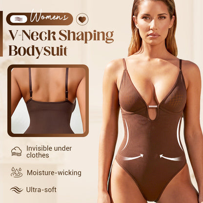 Női mély V-nyakú derékformáló body