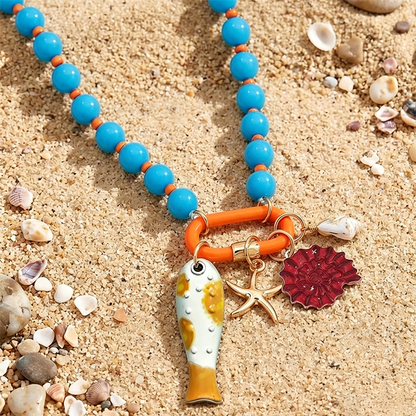 Vibrant Boho Coastal Beaded Necklace