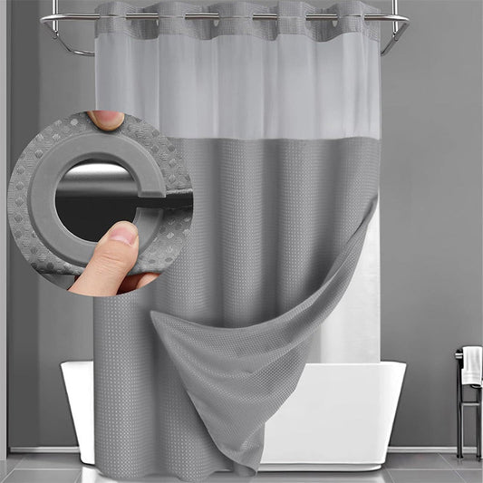🛁 Waffle Weave Shower Curtain — Classic Textured Hotel Style | Heavy-Duty Polyester | Rustproof Grommets