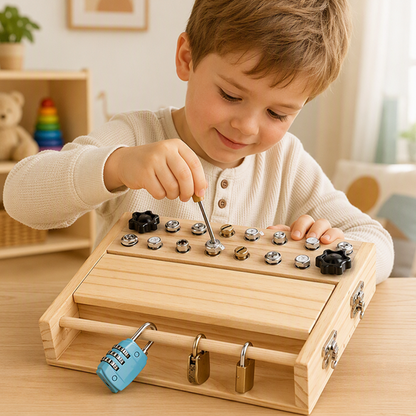 Montessori fa csavarhúzós tábla játék kisgyermekek számára