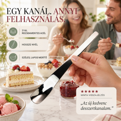 ✨🥄 Rozsdamentes Acél Desszertkanál: Elegancia + Kényelem! 🎯