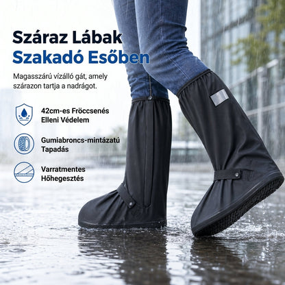 🌧️✨ Időkorlátozott 50%-os kedvezmény! Vízálló, magas szárú esőcsizma-huzat – csúszásgátló, fényvisszaverő, 42 cm magas 👟